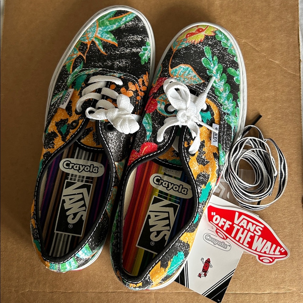 Vans x Crayola Collaboration "Van Doren Inspired" (floral/tropical) Women's Sz 7 - Picture 4 of 8